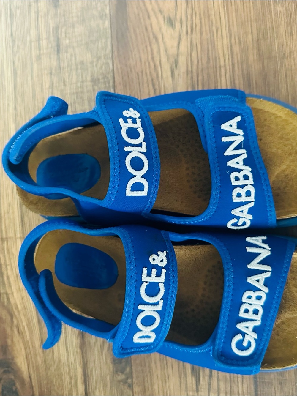 Dolce & Gabbana Kids Royal Blue Logo Sandals